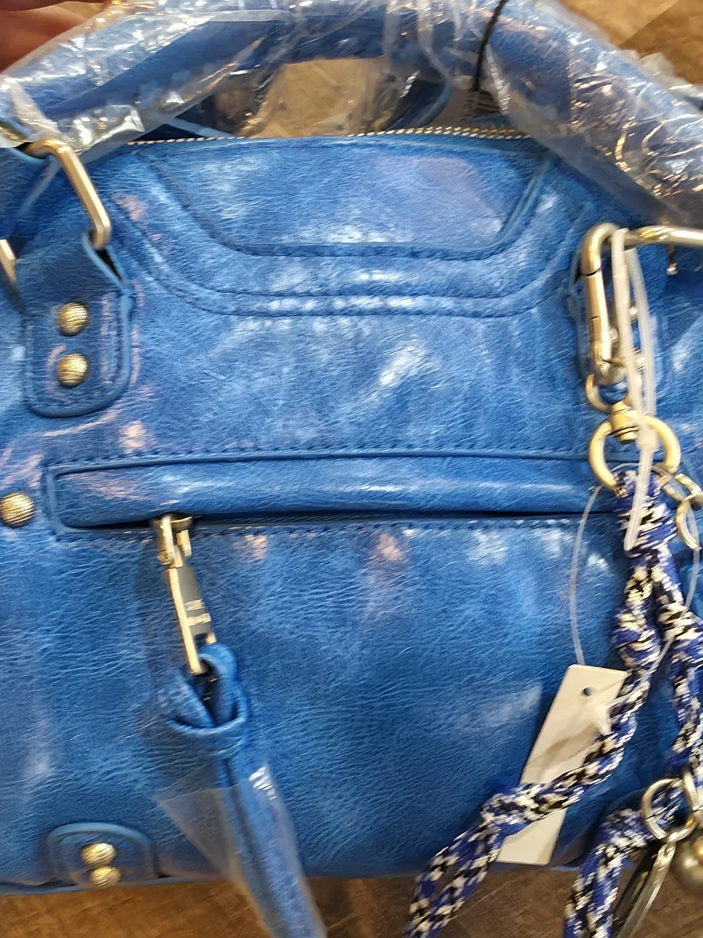 Steve Madden Blue Leather Satchel Bag - Picture 11 of 12